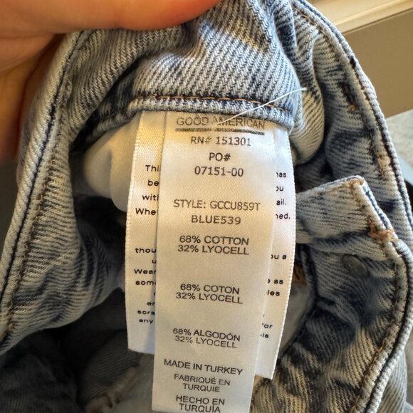 Good American Women’s Size 6 High Rise Distressed Straight Leg Jeans Light Wash - Picture 4 of 4